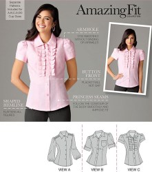 1941 SIMPLICITY FIT SS-LS BLOUSE TOP PATTERN 6-14; 16-24 choice  A-DD Uncut